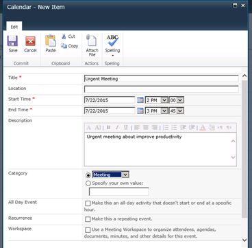 simple Meeting event